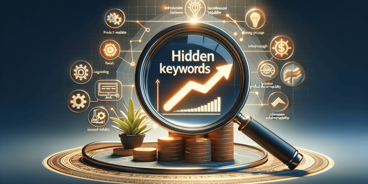 Magnifying glass with hidden keywords concept chart