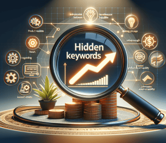 Magnifying glass with hidden keywords concept chart