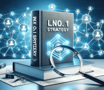 Book titled 'Strategy', network diagram background.