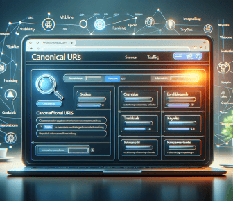 Illustration of website SEO and canonical URLs concept.