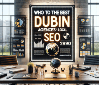 Office with SEO and data analytics posters.