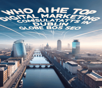Skywriting above Dublin cityscape, digital marketing message.