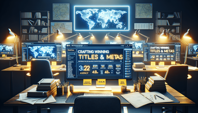 Futuristic office with multiple screens displaying global data and analytics.