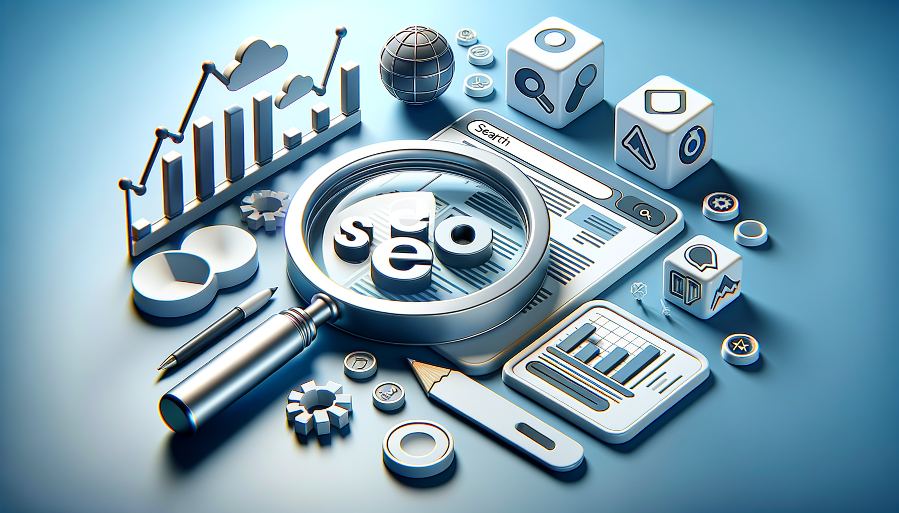 SEO tools and analytics concept illustration.