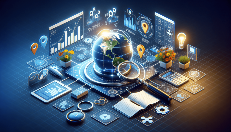 Earth globe, data visualisations, business intelligence, planning and analytics tools.