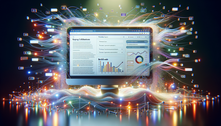 Monitor displaying data analytics, surrounded by glowing digital information flow.