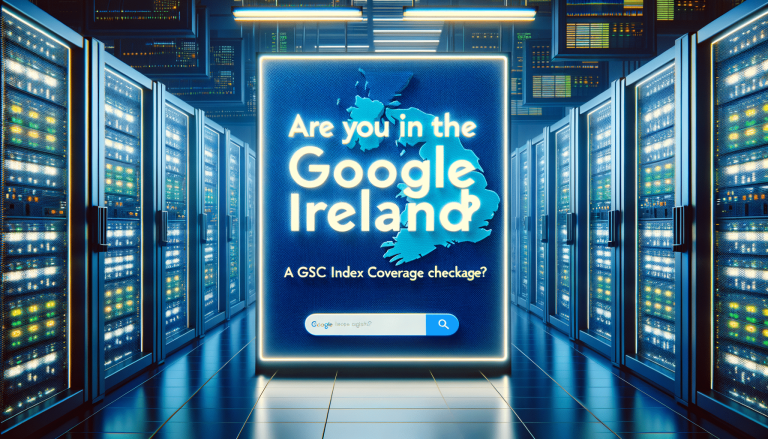 Google Ireland SEO message on screen in a data centre.