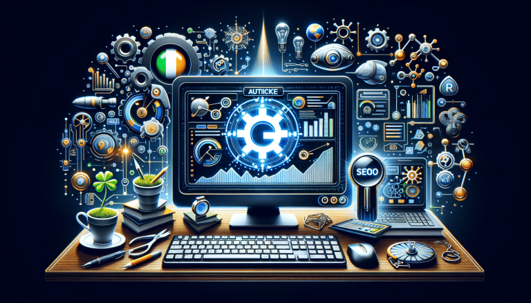 SEO, data analysis, and digital marketing workstation concept.