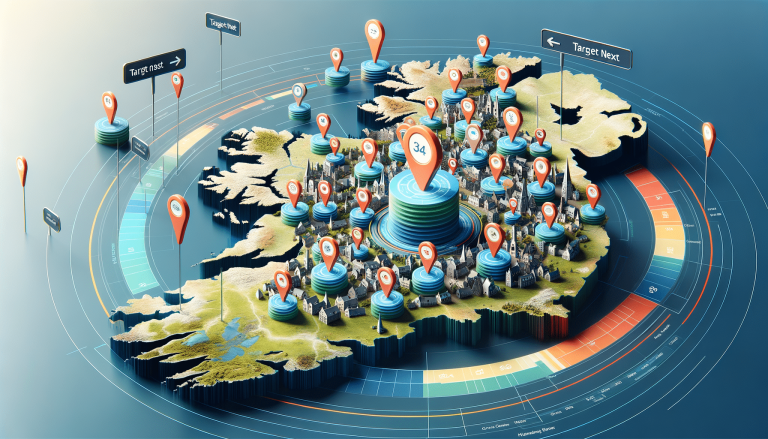 Digital 3D map of island showing location pins and data.