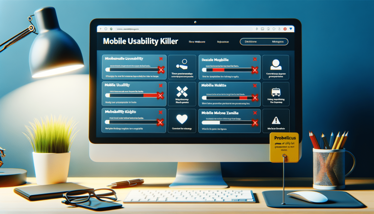 Desktop computer screen showing 'Mobile Usability Killer' interface.