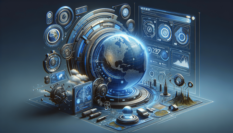 Futuristic global data network with digital Earth interface.