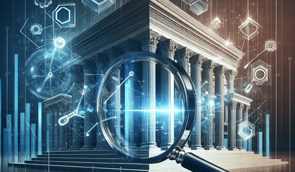Magnifying glass on digital data over classical architecture.