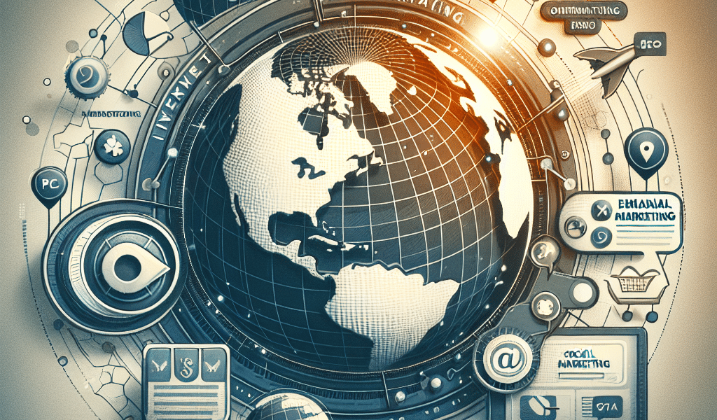 Global digital marketing and internet network illustration.
