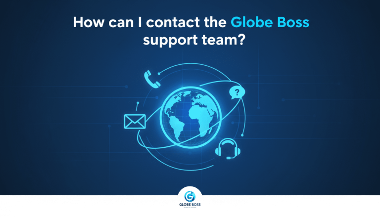 Globe Boss support contact options: phone, email, FAQ, headset.