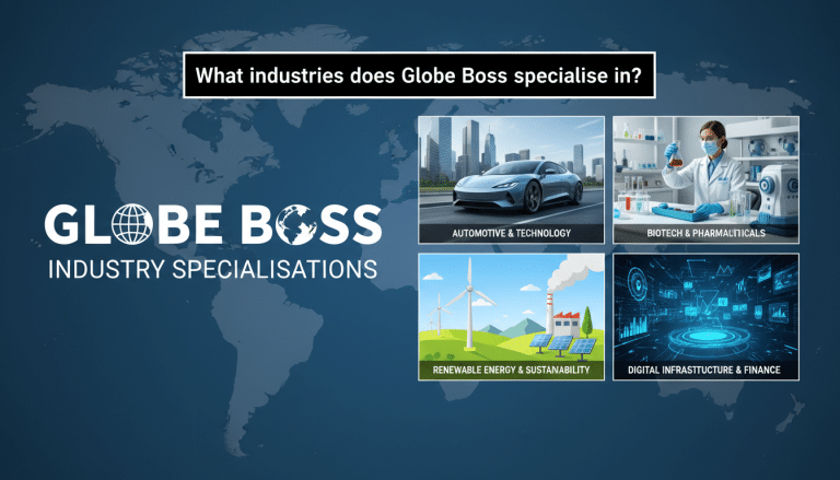 Globe Boss industry specialisations: automotive, biotech, renewable, digital.