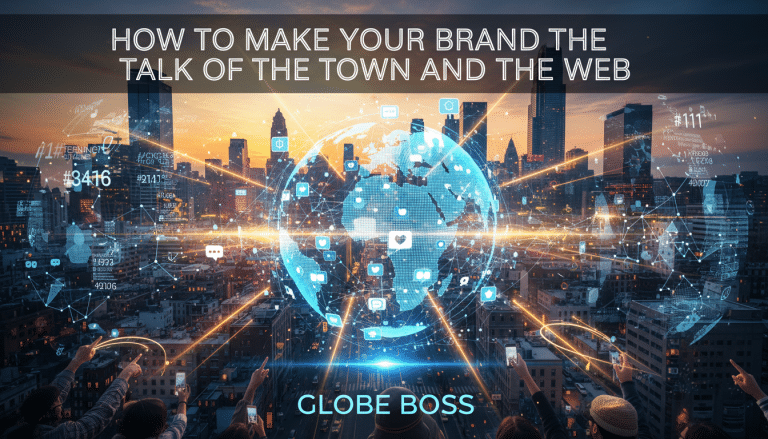 Brand awareness across city and web with digital social globe.