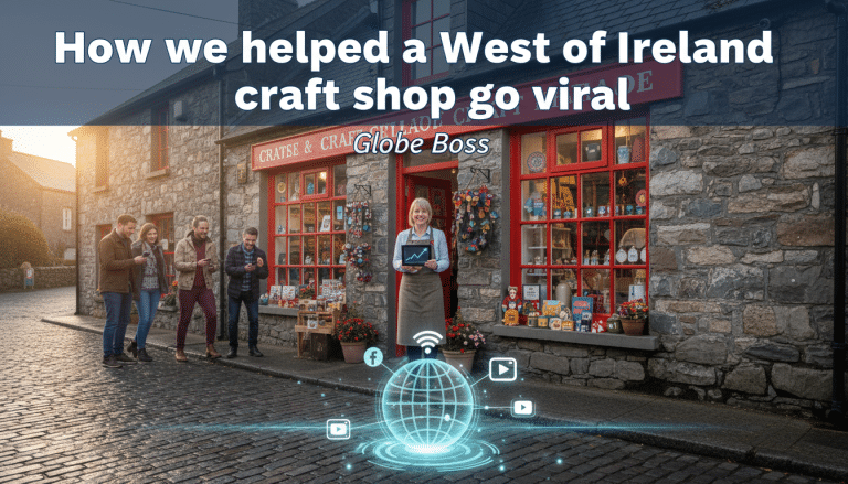 Irish craft shop owner displays digital marketing success.