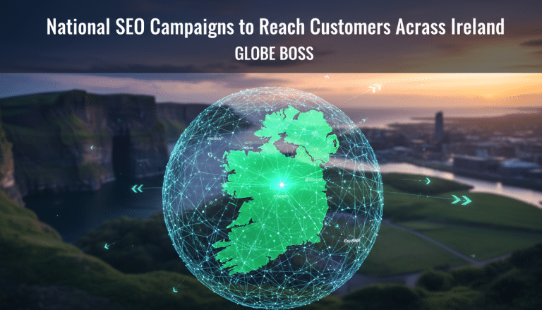 Digital map of Ireland for national SEO campaigns.