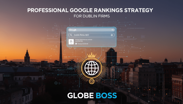 Professional Google rankings strategy for Dublin firms, with Globe Boss logo.