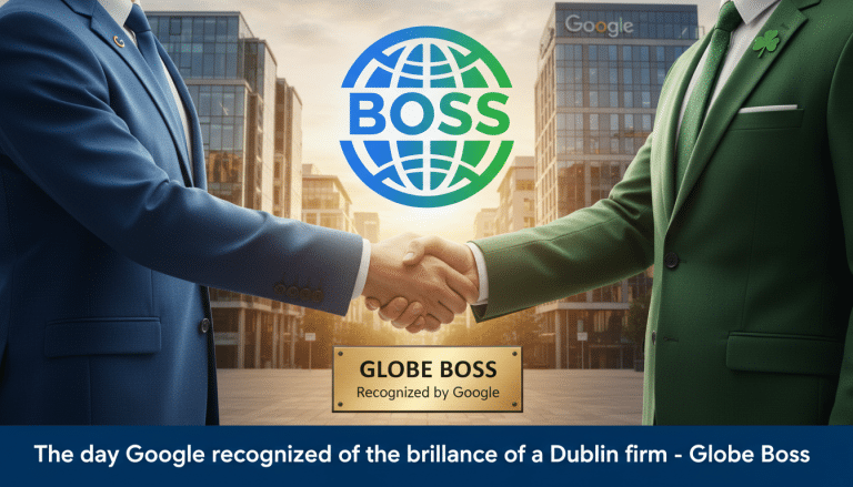 Globe Boss recognised by Google handshake in Dublin.