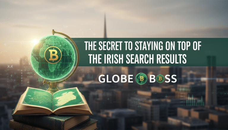 Digital globe, Ireland map, Irish search results SEO success.