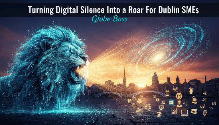 Digital lion roaring, boosting Dublin SMEs' online presence.