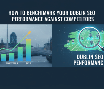 Benchmarking Dublin SEO performance against competitors, with graphs and map.
