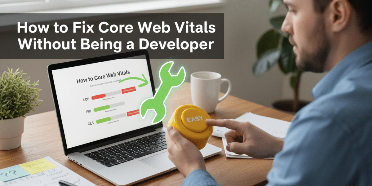 Easy Core Web Vitals fix for non-developers on laptop.