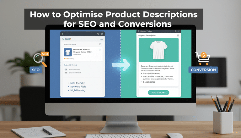 Optimise product descriptions: SEO to conversion flow on computer.