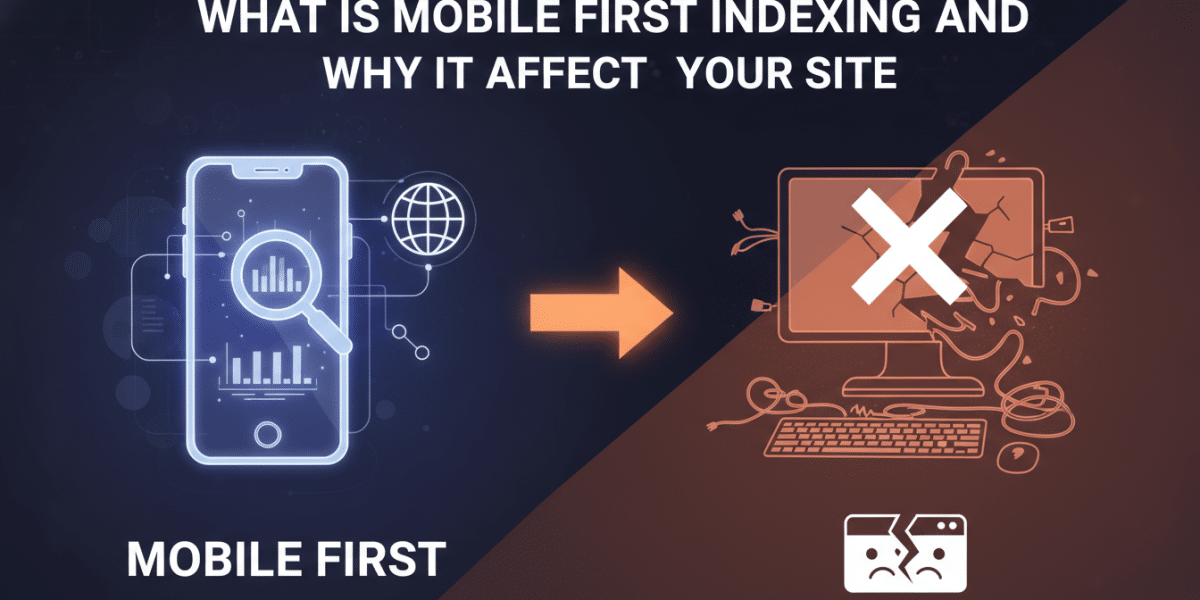 Mobile-first indexing illustration: good mobile, bad desktop outcome.