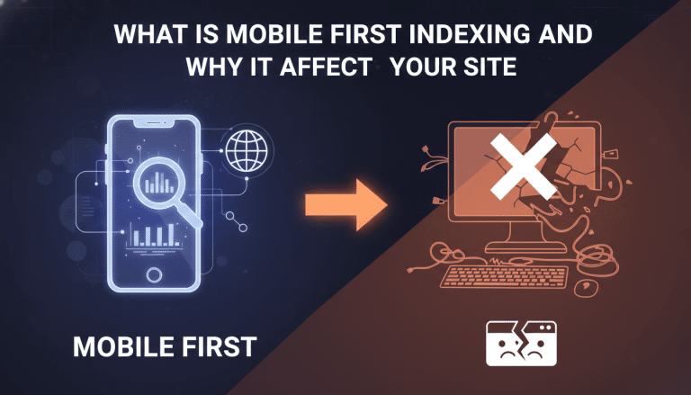 Mobile-first indexing illustration: good mobile, bad desktop outcome.