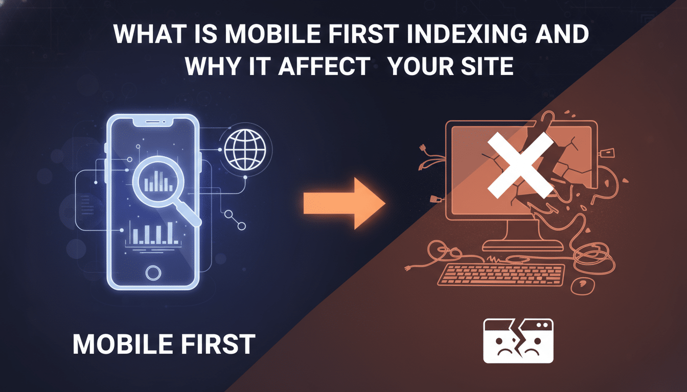 Mobile-first indexing illustration: good mobile, bad desktop outcome.