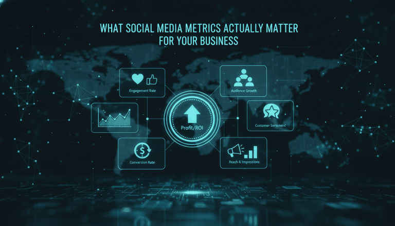 Infographic: essential social media metrics driving business ROI.