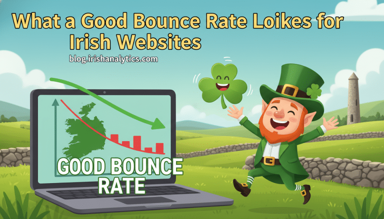 Leprechaun celebrates good bounce rate for Irish websites.