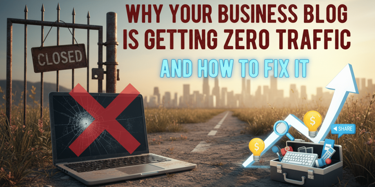 Blog traffic woes: broken laptop, closed gate, and growth solutions.