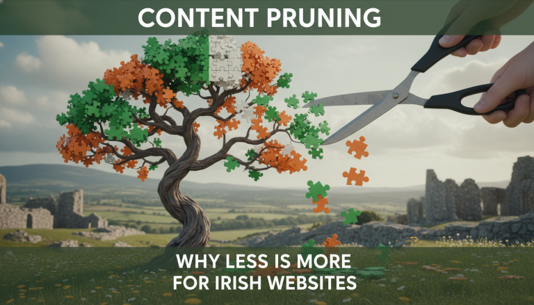 Content pruning Irish flag puzzle tree for website optimisation.