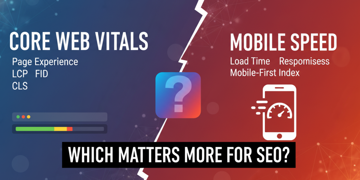 Core Web Vitals vs Mobile Speed for SEO comparison.