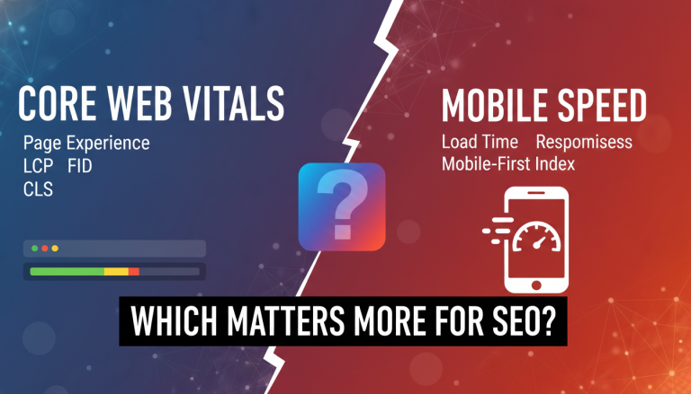 Core Web Vitals vs Mobile Speed for SEO comparison.