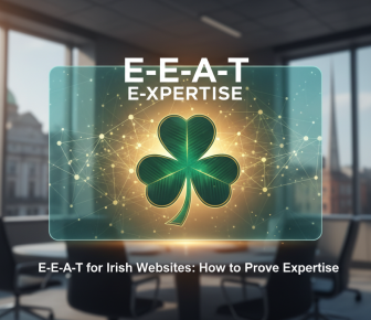 E-E-A-T expertise for Irish websites with a shamrock symbol.