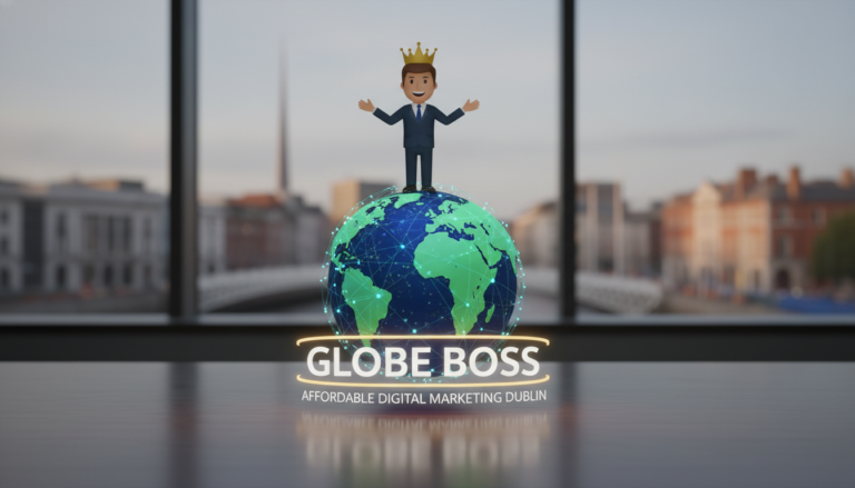 Globe Boss affordable digital marketing Dublin logo with crowned businessman