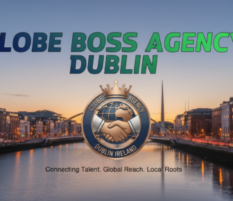 Globe Boss Agency Dublin Ireland logo over River Liffey