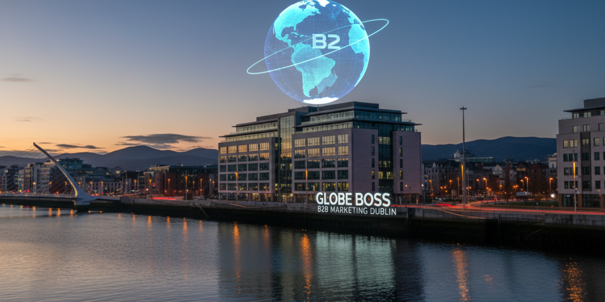 Globe Boss B2B Marketing Dublin riverside office at dusk