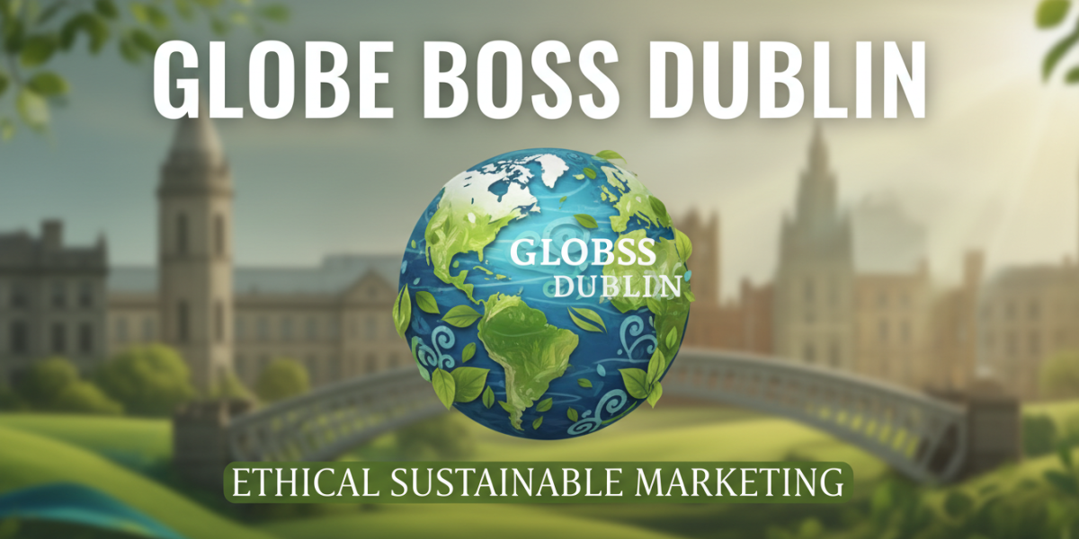 Globe Boss Dublin: Ethical Sustainable Marketing logo with a green globe.