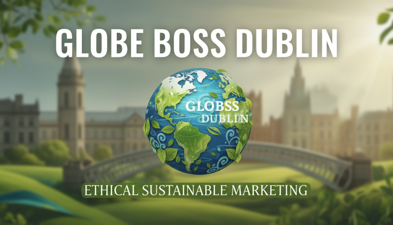 Globe Boss Dublin: Ethical Sustainable Marketing logo with a green globe.