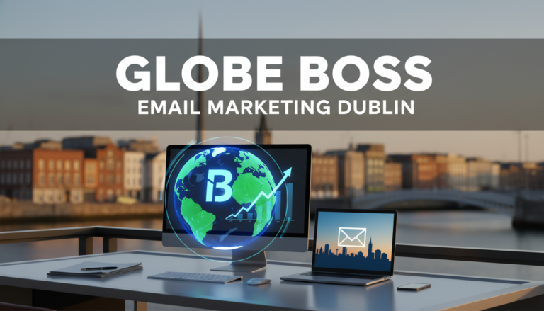 Globe Boss Email Marketing Dublin office with globe and laptop