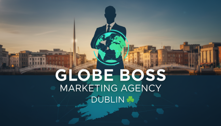 Globe Boss Marketing Agency Dublin with Ha'penny Bridge backdrop