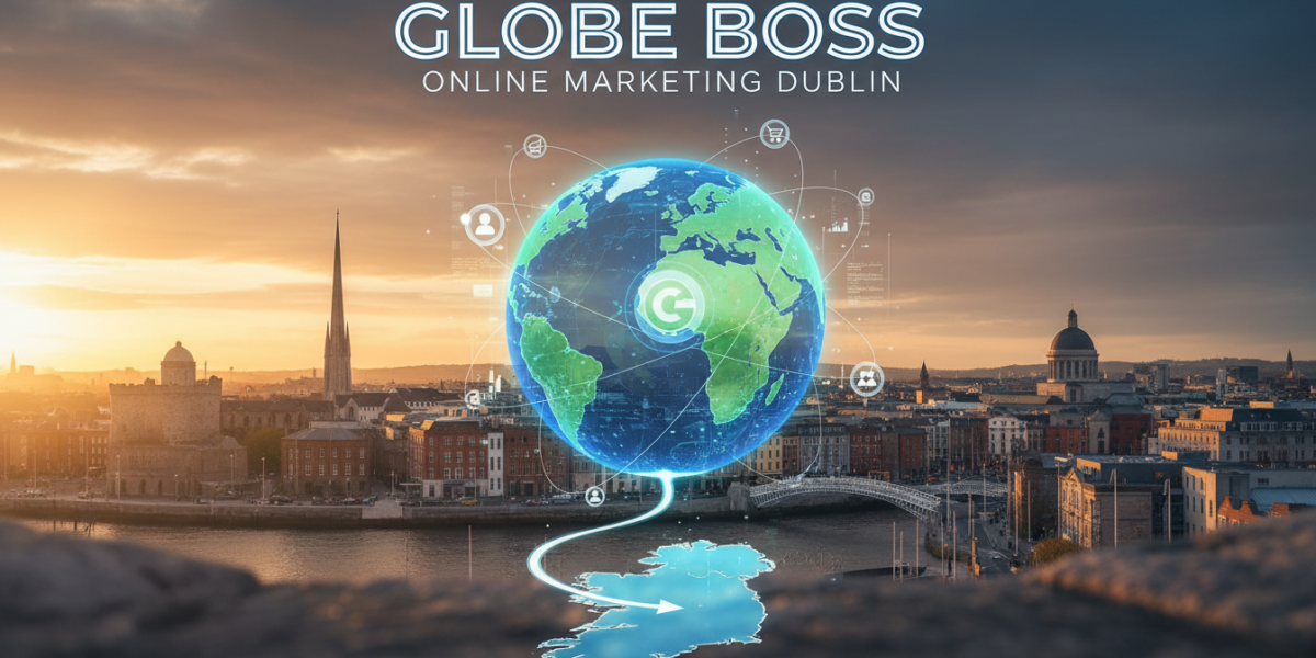 Globe Boss Online Marketing Dublin digital globe over cityscape