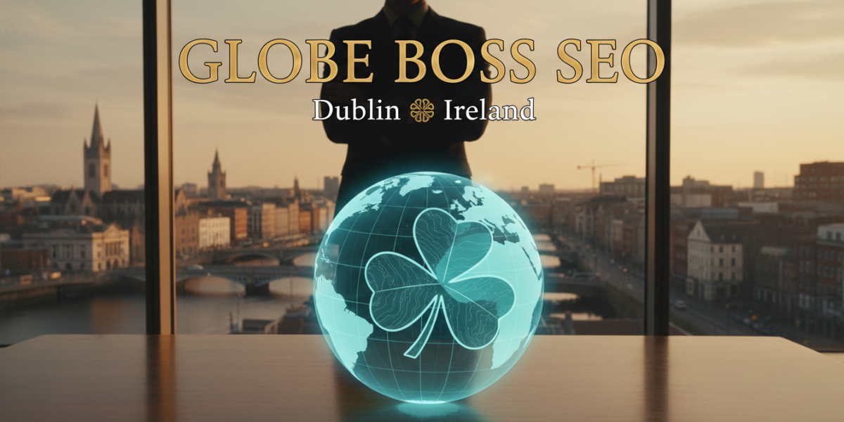 Globe Boss SEO Dublin Ireland holographic globe with shamrock