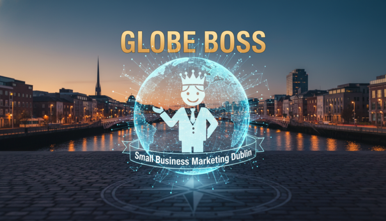 Globe Boss Small Business Marketing Dublin logo with cityscape