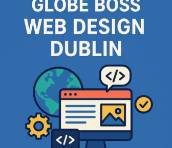 Globe Boss Web Design Dublin promotional graphic with coding icons
